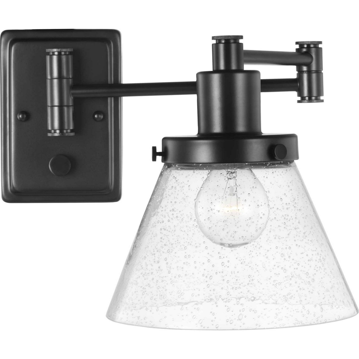 Hinton One Light Swing Arm Wall Lamp in Black