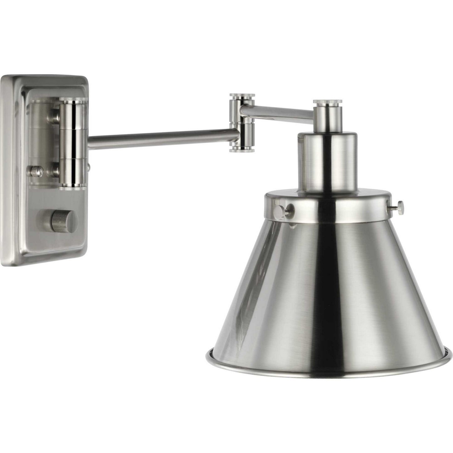 Hinton One Light Swing Arm Wall Lamp in Brushed Nickel