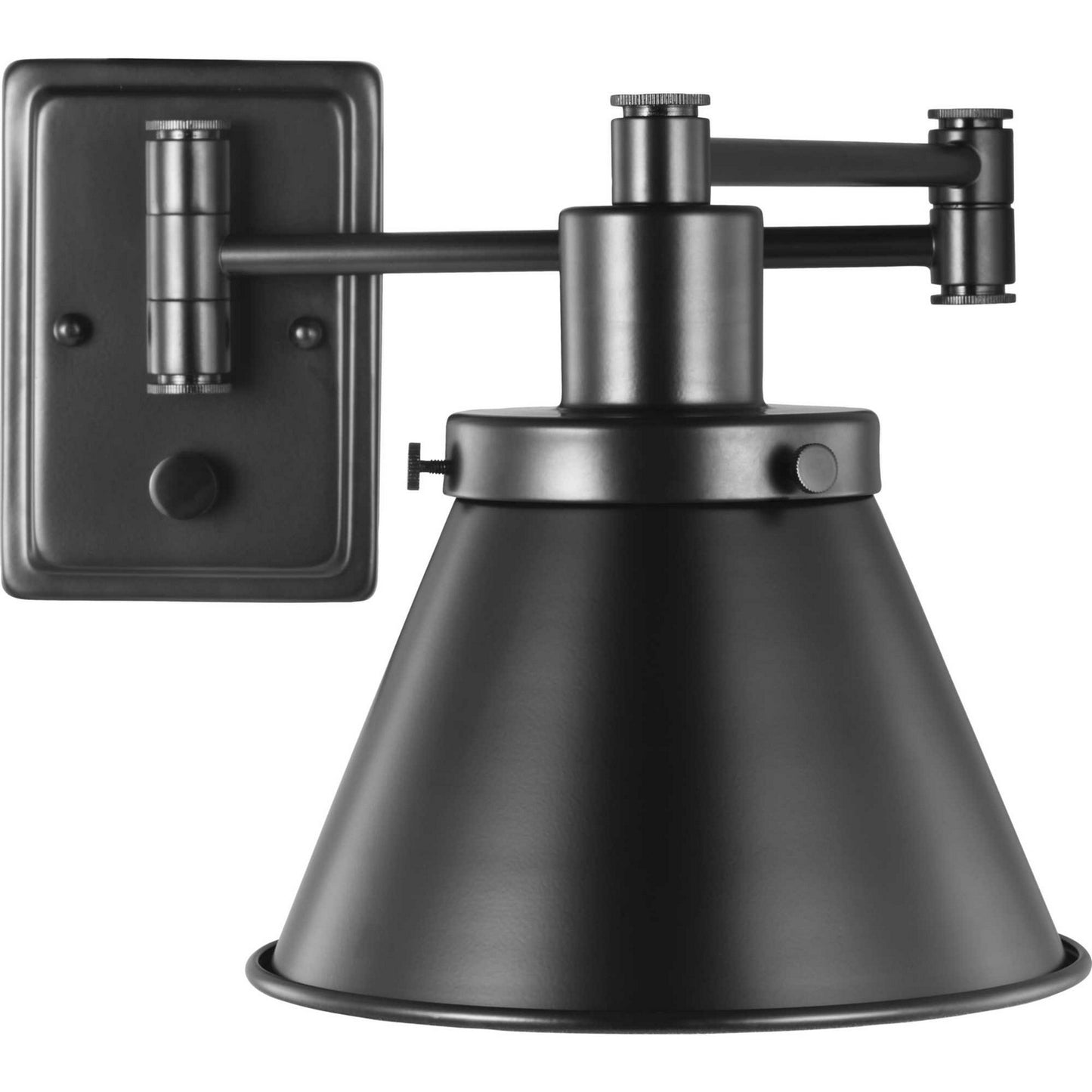 Hinton One Light Swing Arm Wall Lamp in Black