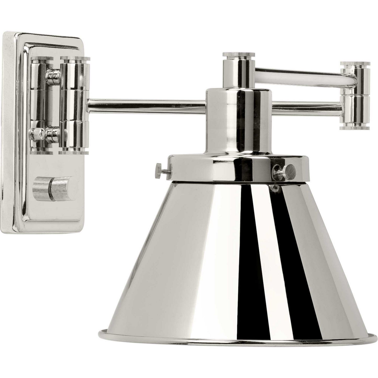 Hinton One Light Swing Arm Wall Lamp in Polished Nickel