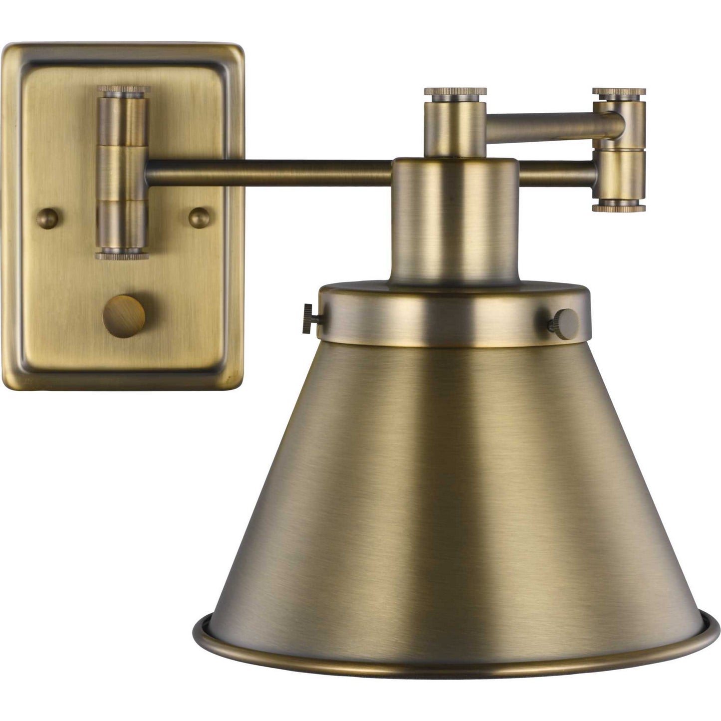 Hinton One Light Swing Arm Wall Lamp in Vintage Brass