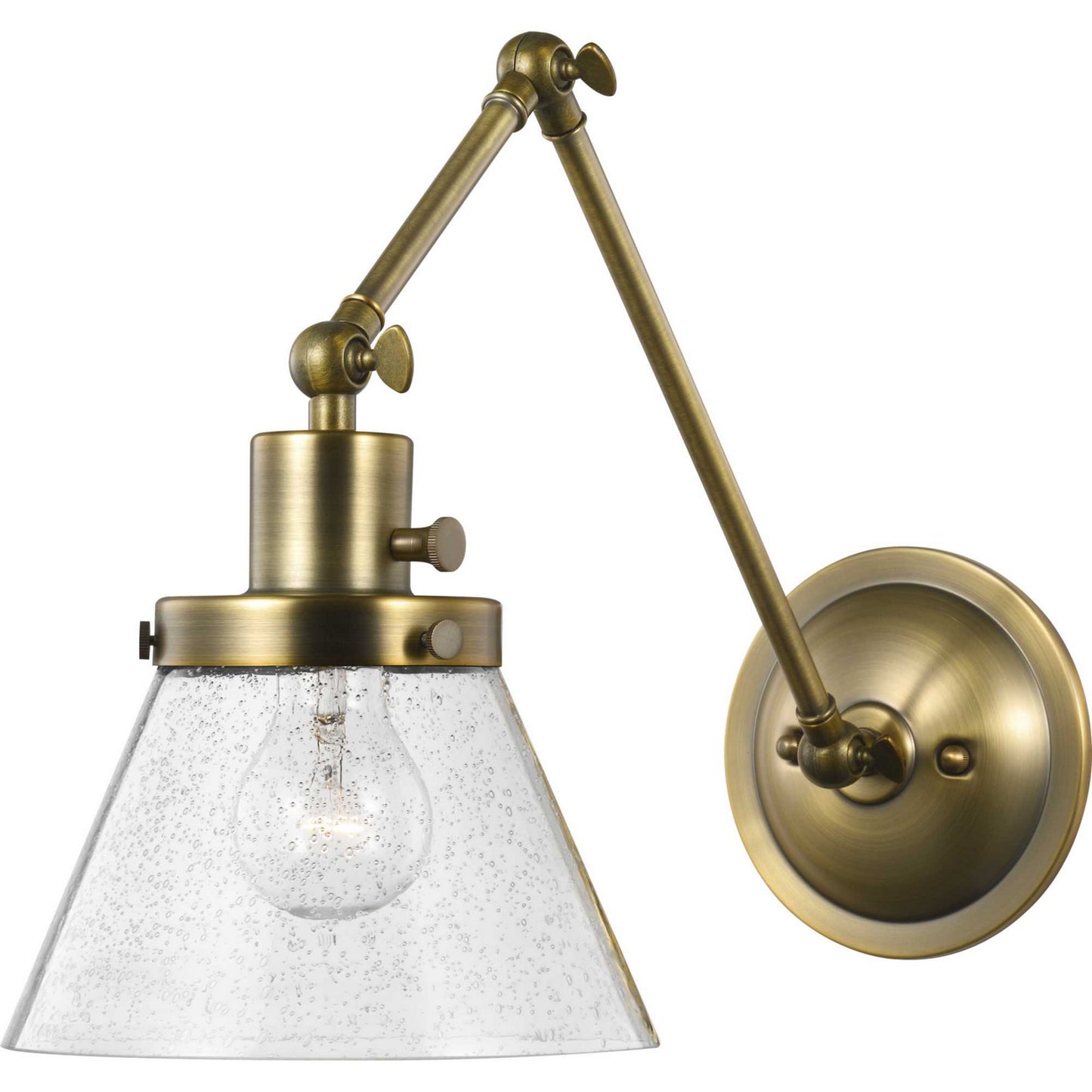 Hinton One Light Swing Arm Wall Lamp in Vintage Brass
