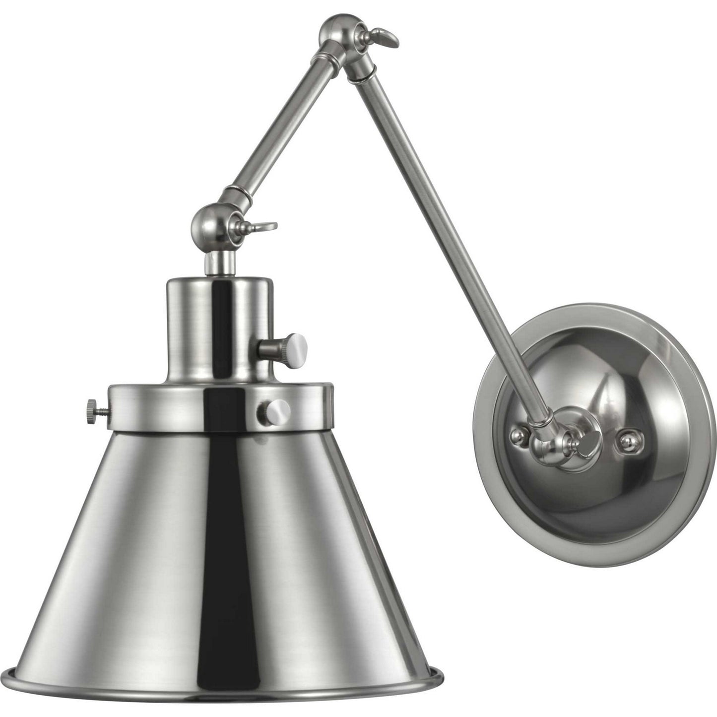 Hinton One Light Swing Arm Wall Lamp in Brushed Nickel