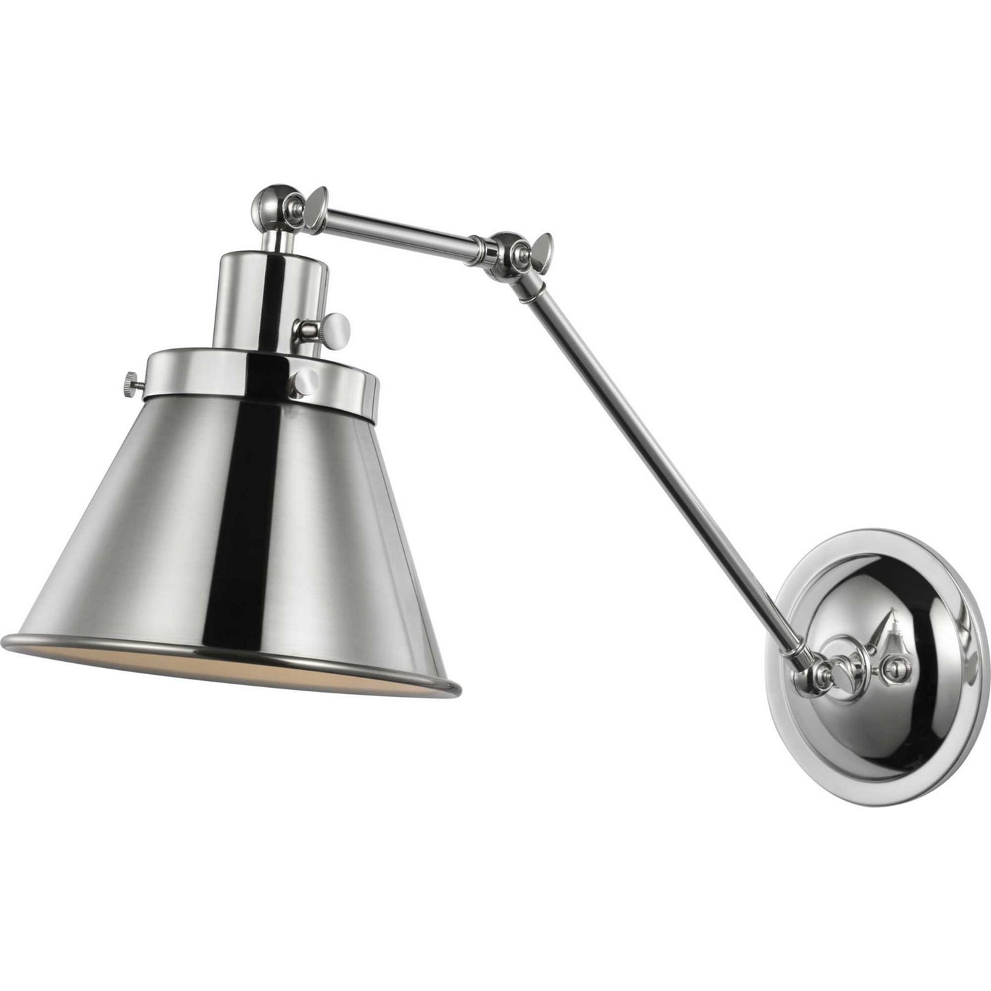 Hinton One Light Swing Arm Wall Lamp in Polished Nickel