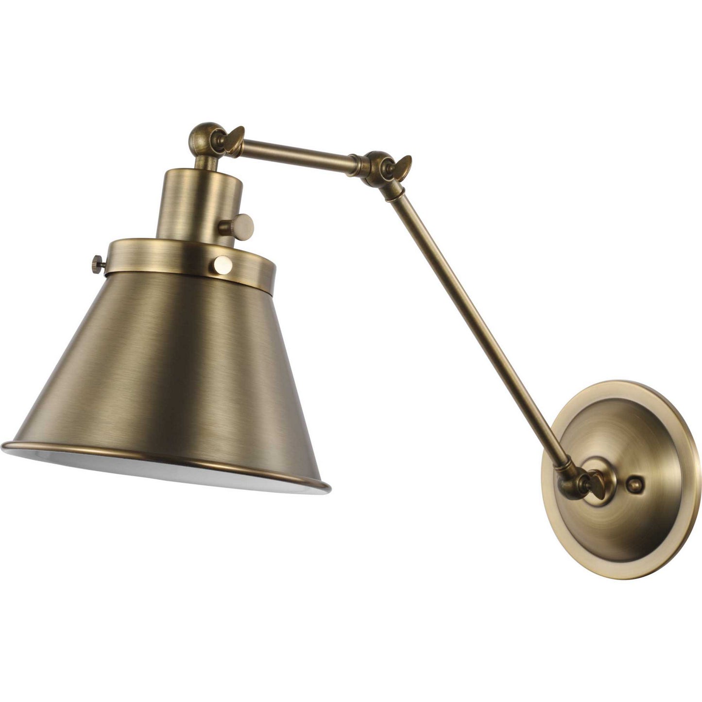 Hinton One Light Swing Arm Wall Lamp in Vintage Brass