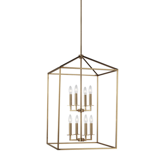 Perryton Eight Light Hall / Foyer Pendant in Satin Brass