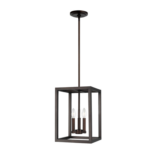 Moffet Street Three Light Hall / Foyer Pendant in Bronze