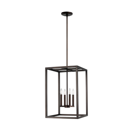 Moffet Street Four Light Hall / Foyer Pendant in Bronze