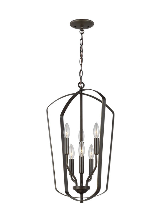 Romee Six Light Hall / Foyer Pendant in Bronze