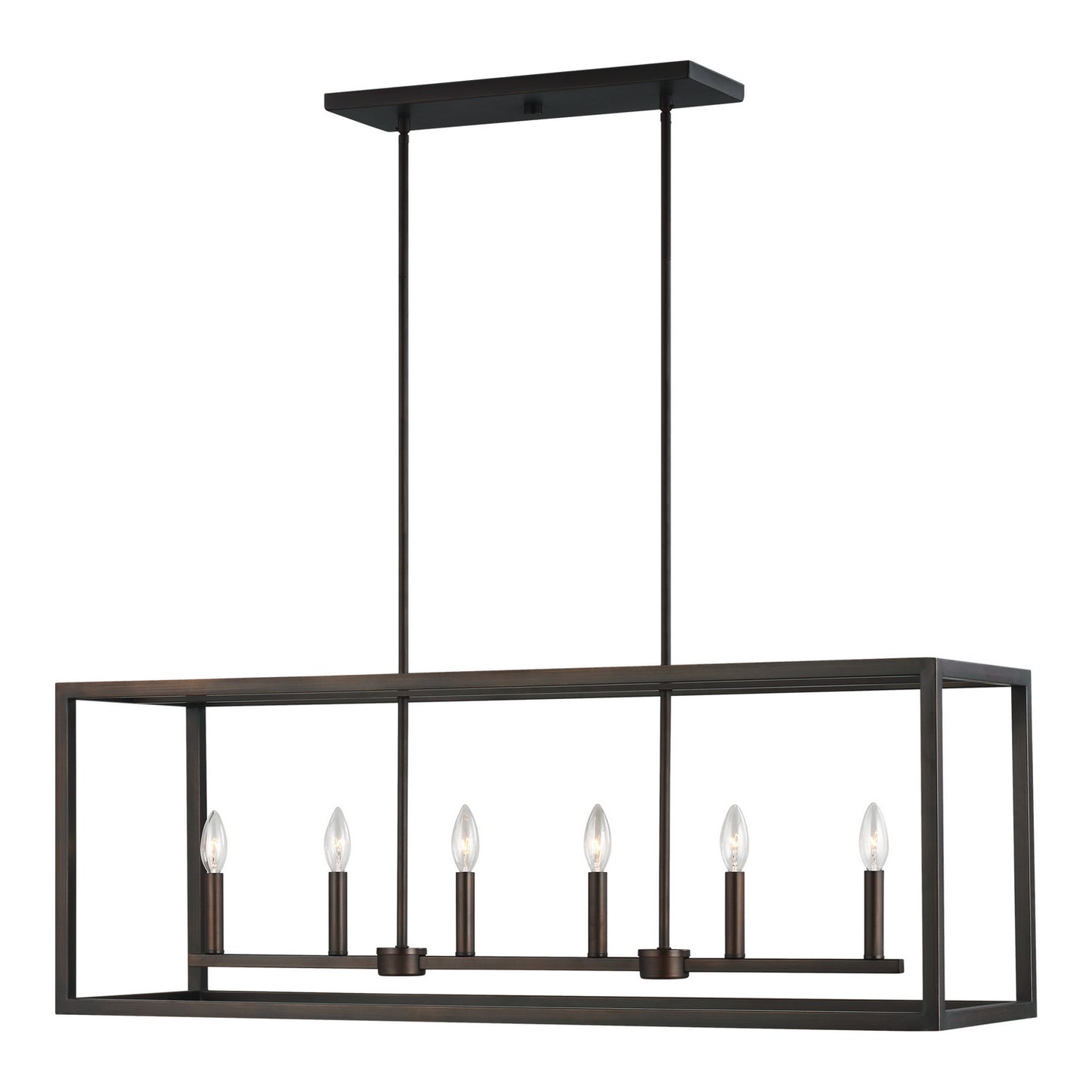 Moffet Street Six Light Island Pendant in Bronze