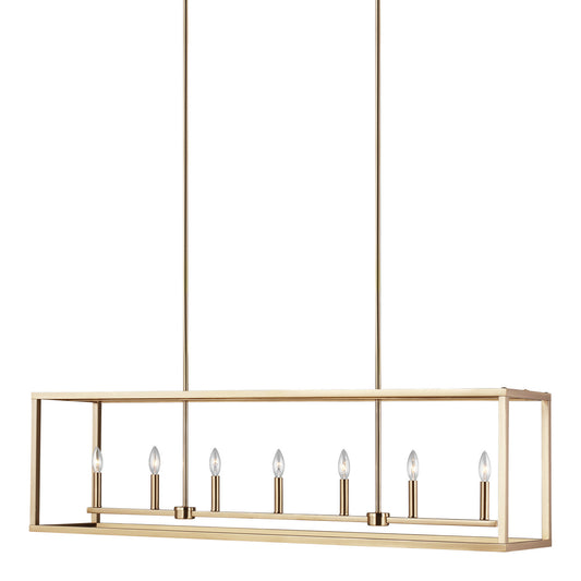 Generation Lighting - 6634507-848 - Seven Light Island Pendant - Moffet Street - Satin Brass