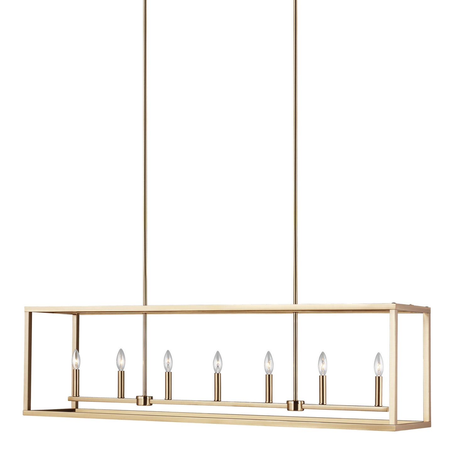 Moffet Street Seven Light Island Pendant in Satin Brass