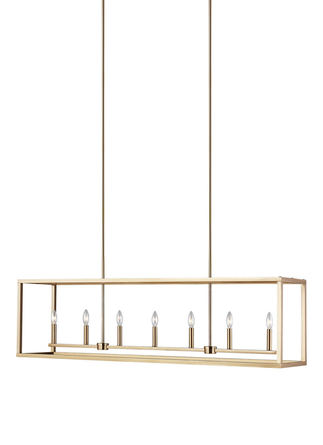 Moffet Street Seven Light Island Pendant in Satin Brass