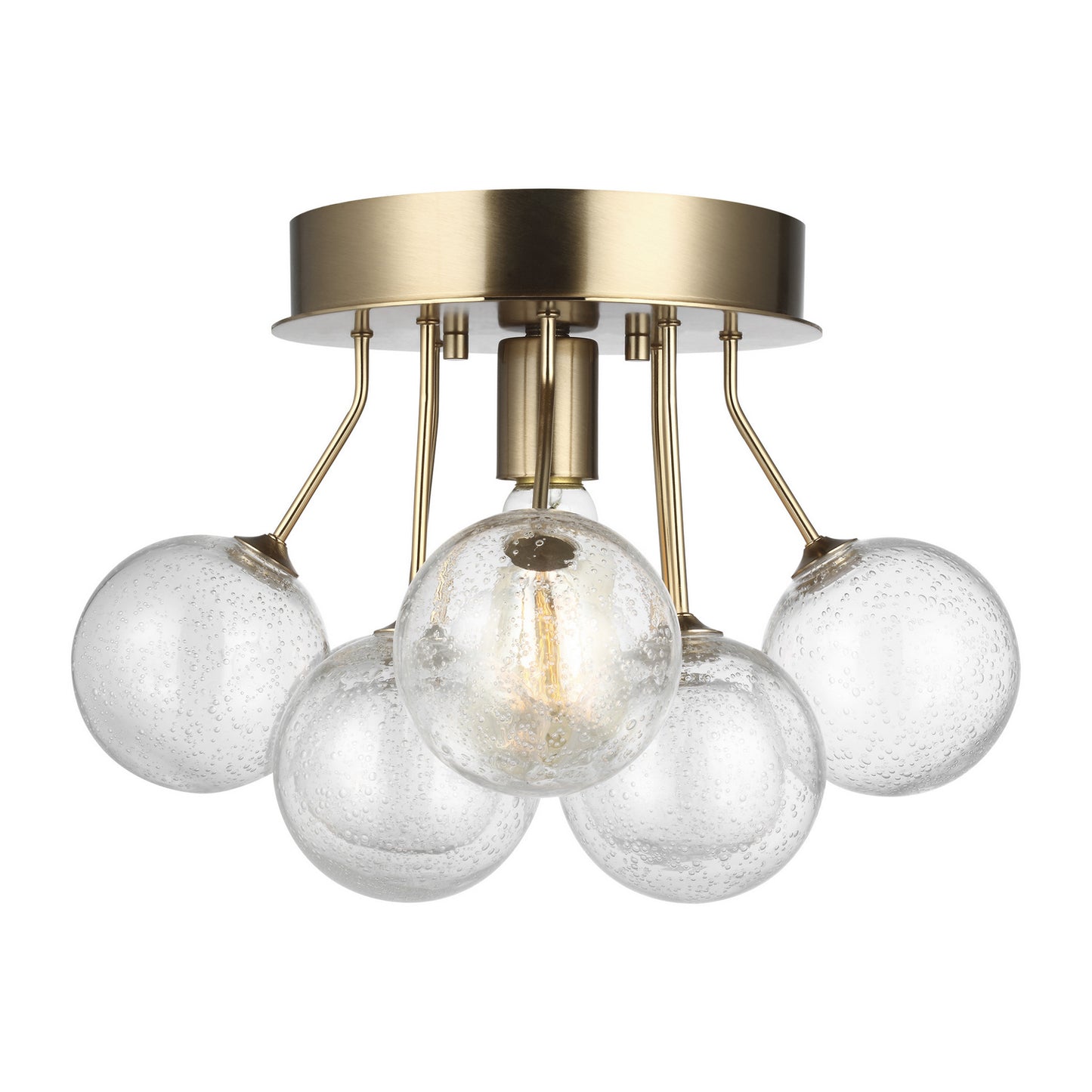 Bronzeville One Light Semi-Flush Mount in Satin Brass