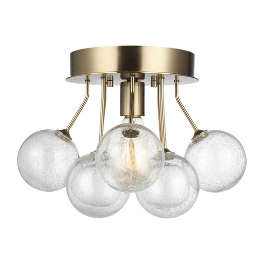 Bronzeville One Light Semi-Flush Mount in Satin Brass
