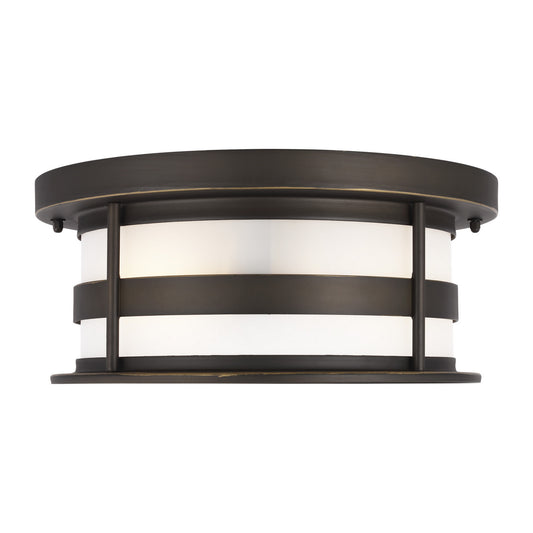 Wilburn Two Light Outdoor Flush Mount in Antique Bronze