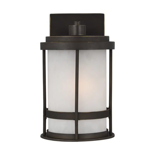 Wilburn One Light Outdoor Wall Lantern in Antique Bronze