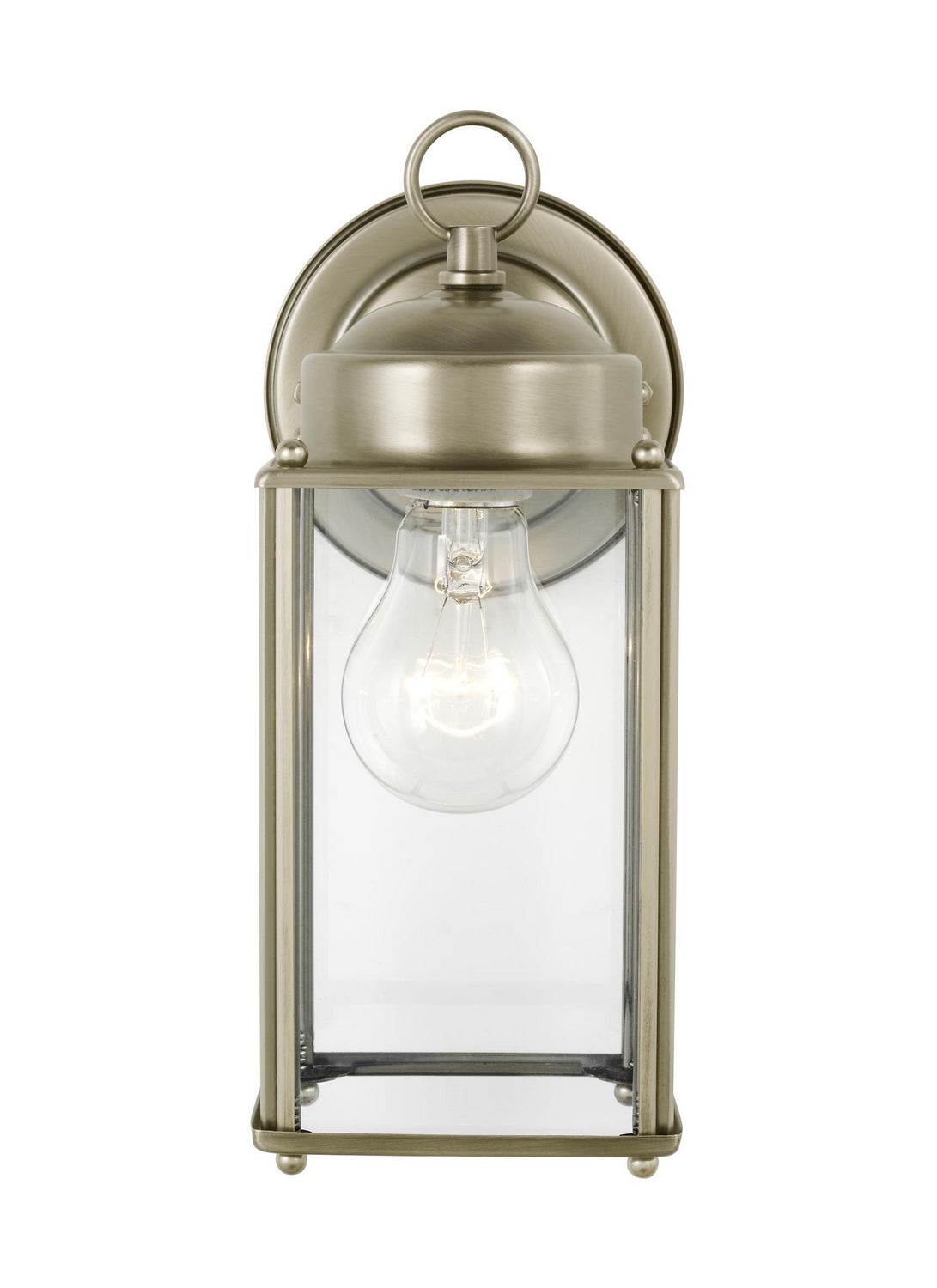 New Castle One Light Outdoor Wall Lantern in Antique Brushed Nickel