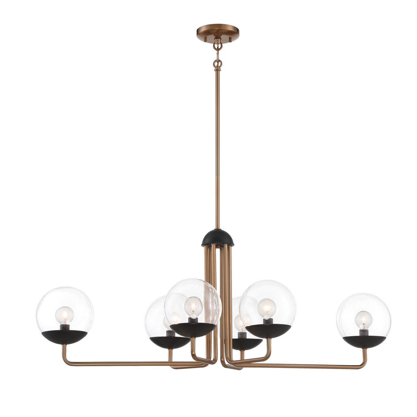 George Kovacs - P1506-416 - Six Light Island Pendant - Outer Limits - Painted Bronze With Natural Brushed Brass