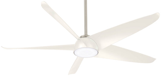 Ellipse 60"Ceiling Fan in Brushed Nickel With White Blades