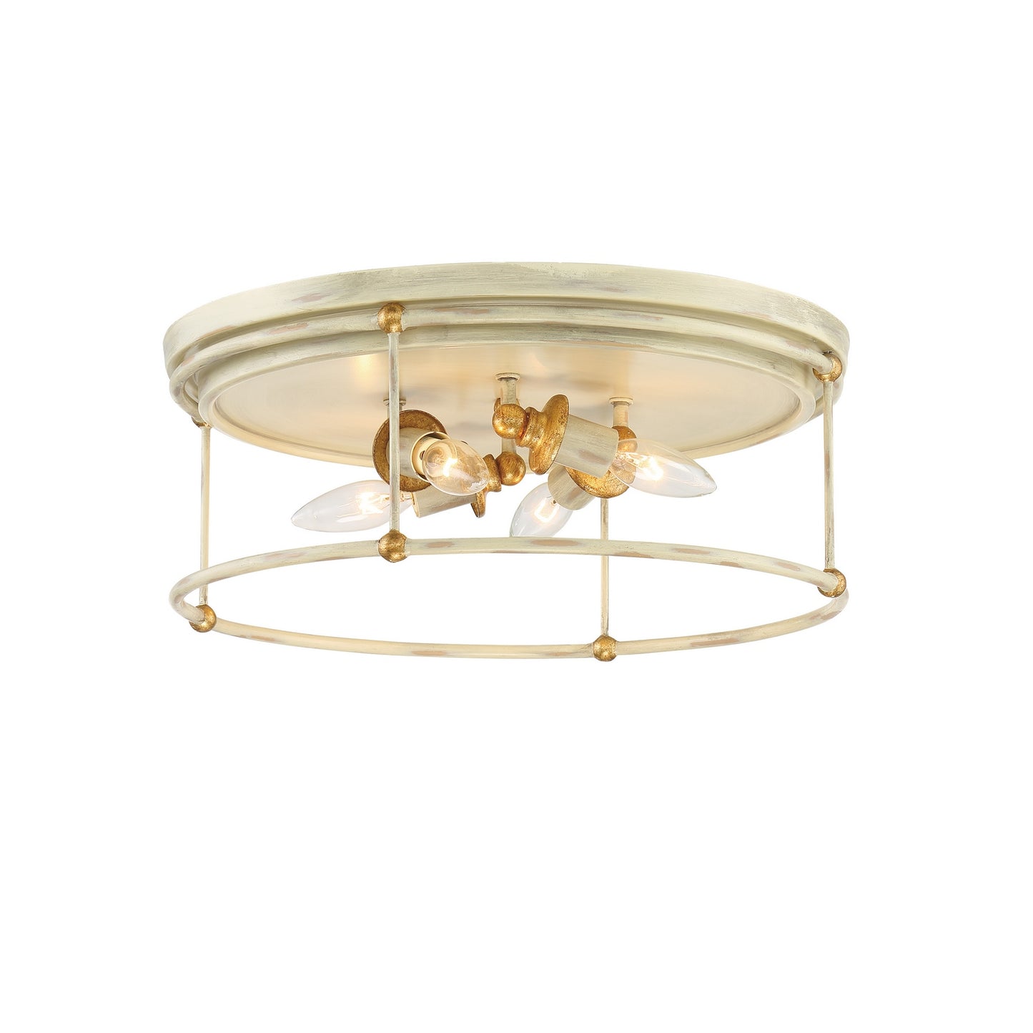 Westchester County Four Light Flush Mount in Farmhouse White w/Gilded Gold Leaf