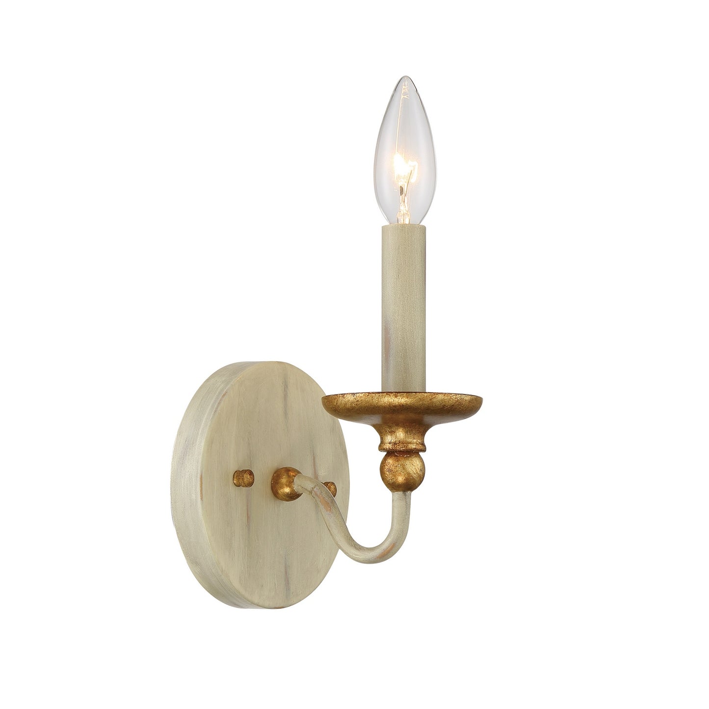 Westchester County One Light Wall Sconce in Farmhouse White w/Gilded Gold Leaf