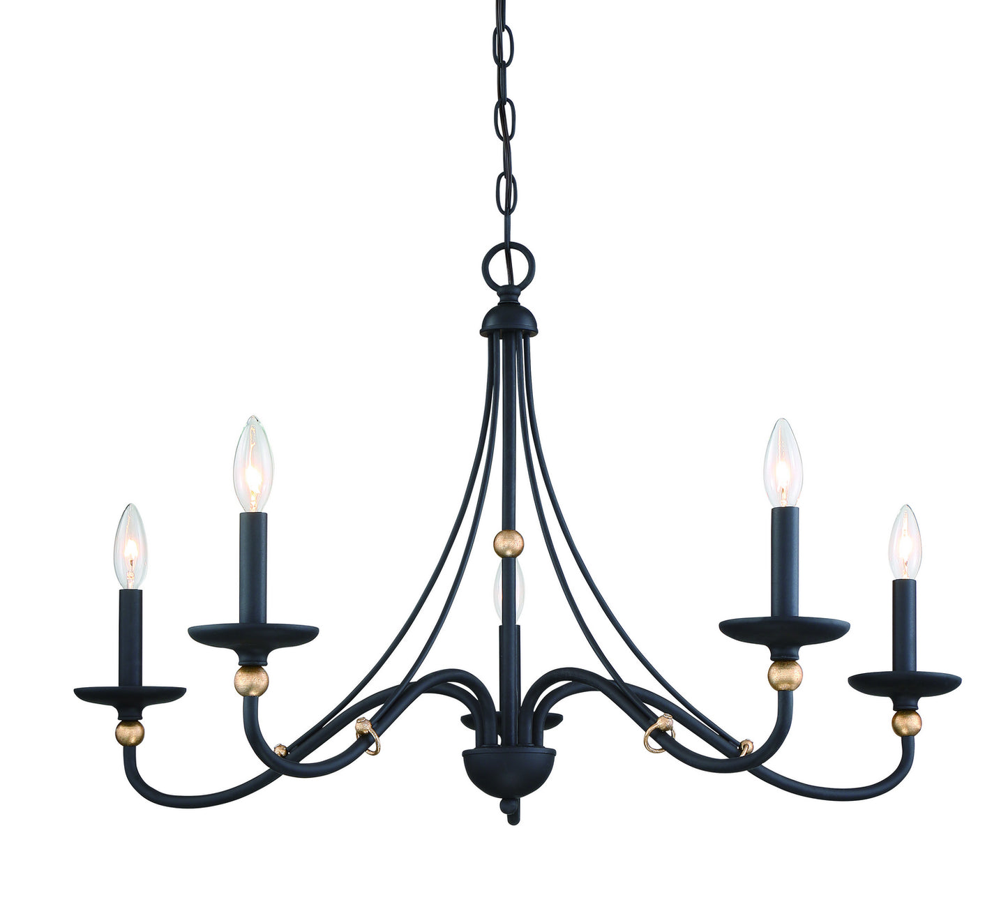Westchester County Five Light Chandelier in Sand Coal w/Skyline Gold Leaf