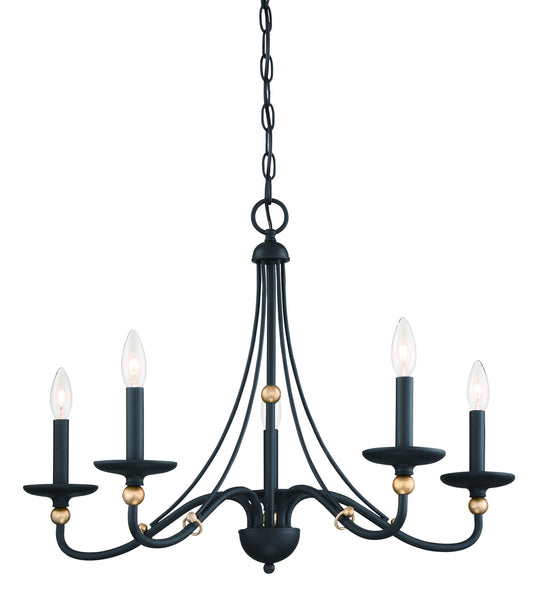 Westchester County Five Light Chandelier in Sand Coal w/Skyline Gold Leaf