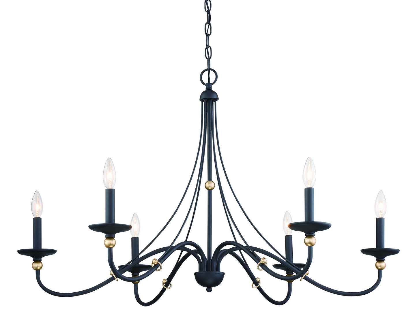 Westchester County Six Light Chandelier in Sand Coal w/Skyline Gold Leaf