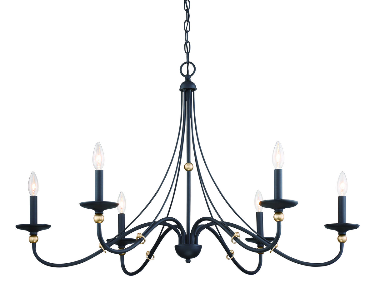 Westchester County Six Light Chandelier in Sand Coal w/Skyline Gold Leaf