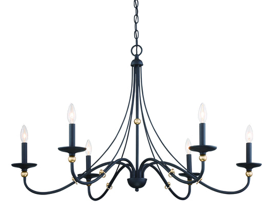 Westchester County Six Light Chandelier in Sand Coal w/Skyline Gold Leaf