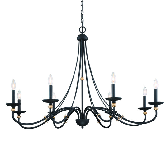 Westchester County Eight Light Chandelier in Sand Coal w/Skyline Gold Leaf
