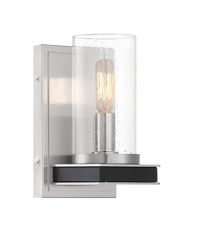 Cole's Crossing One Light Wall Sconce in Coal w/Brushed Nickel