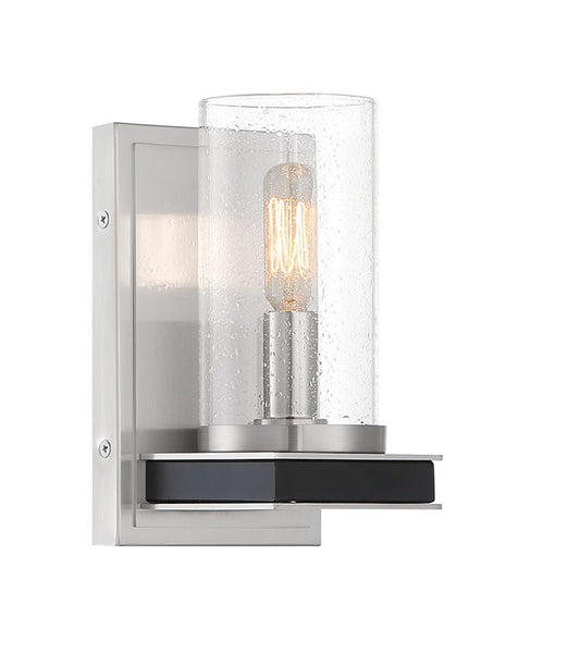 Cole's Crossing One Light Wall Sconce in Coal w/Brushed Nickel