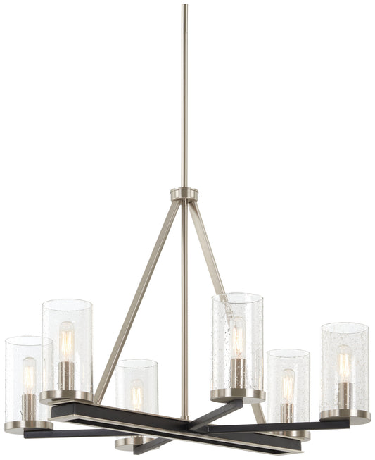 Cole's Crossing Six Light Chandelier in Coal w/Brushed Nickel