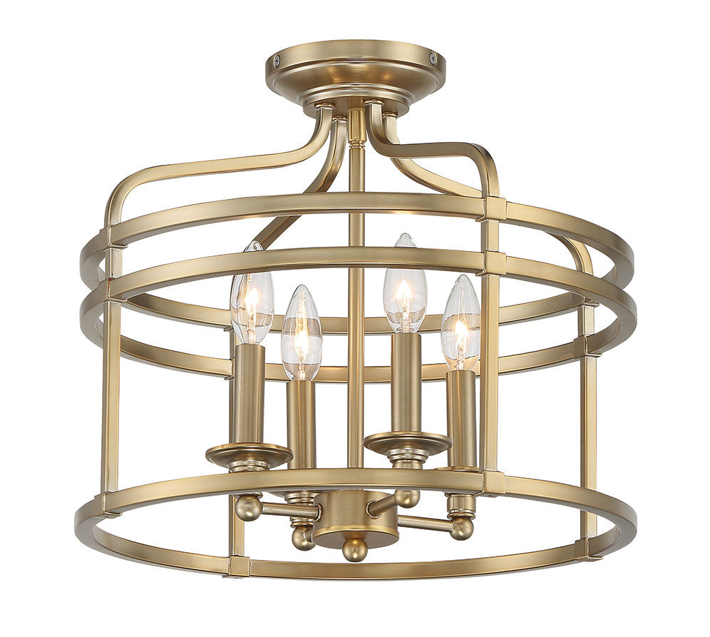 Covent Park Four Light Semi Flush Mount in Brushed Honey Gold