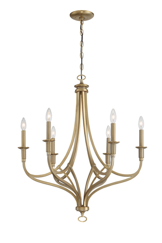 Covent Park Six Light Chandelier in Brushed Honey Gold