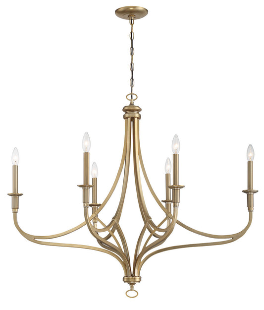 Covent Park Six Light Chandelier in Brushed Honey Gold