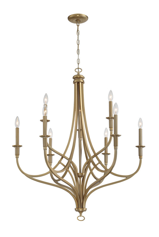 Covent Park Nine Light Chandelier in Brushed Honey Gold