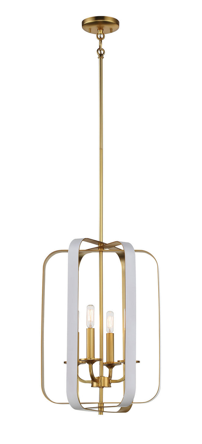 Aureum Four Light Pendant in Matte White w/Honey Gold