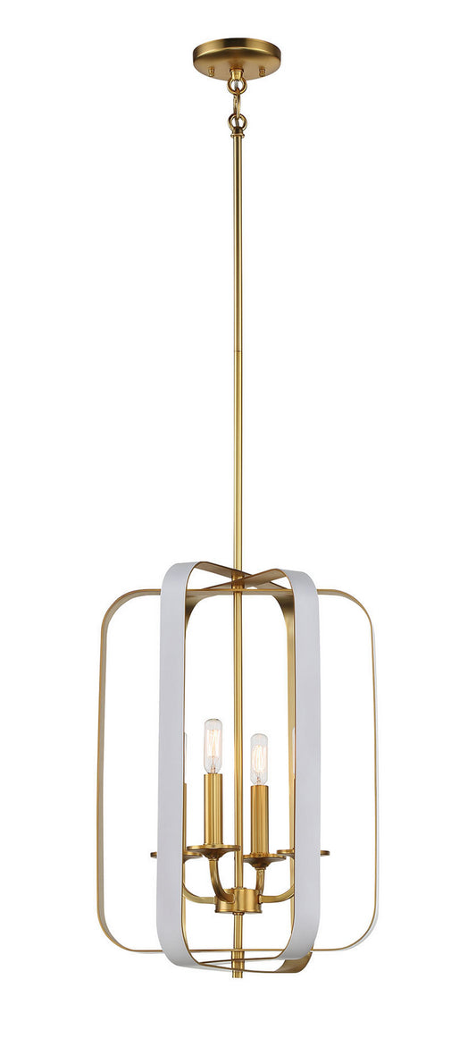 Aureum Four Light Pendant in Matte White w/Honey Gold