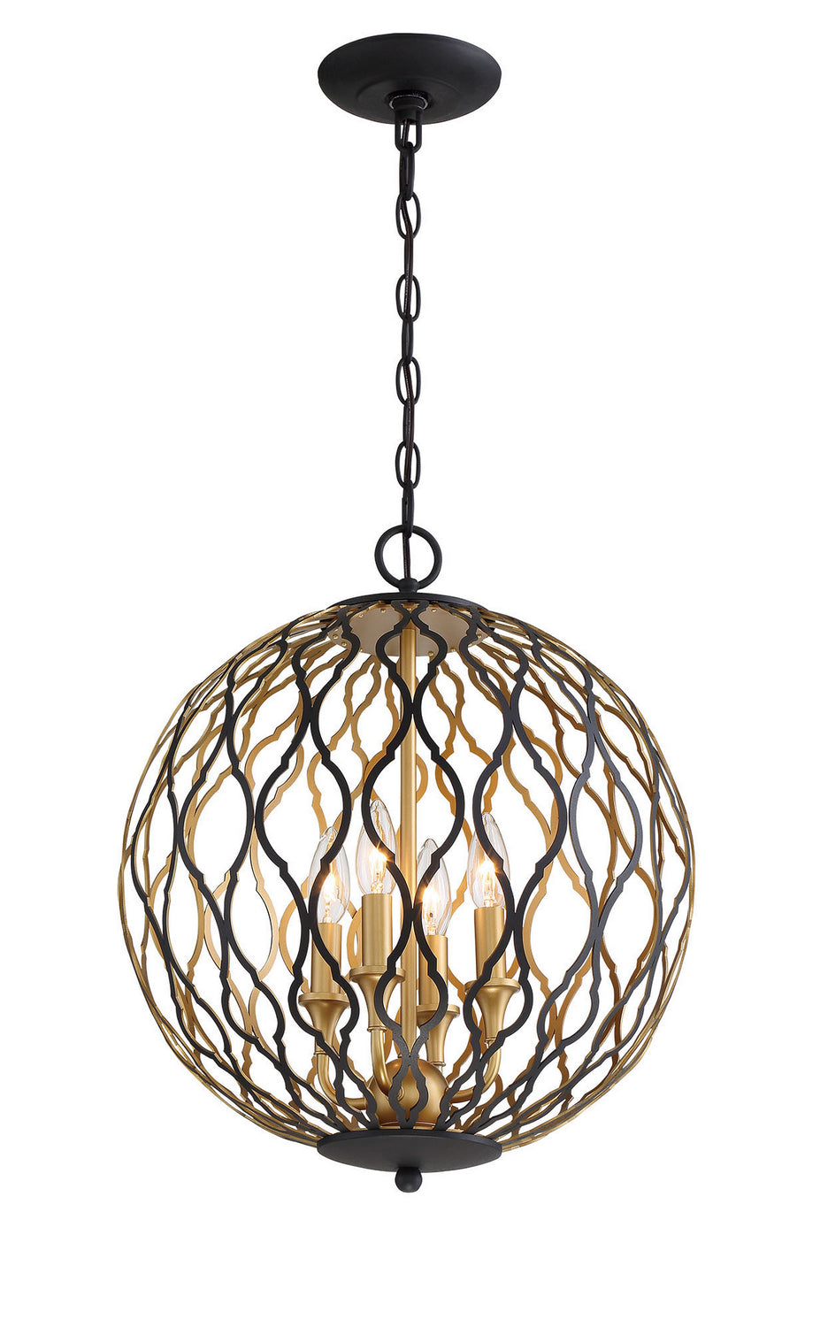 Gilded Glam Four Light Pendant in Sand Coal w/Painted And Plated Honey Gold