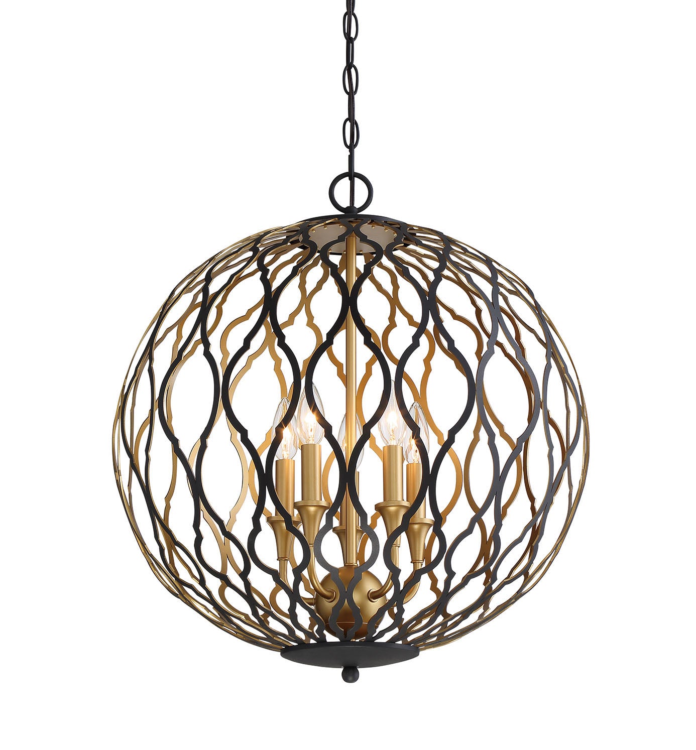Gilded Glam Five Light Pendant in Sand Coal w/Painted And Plated Honey Gold