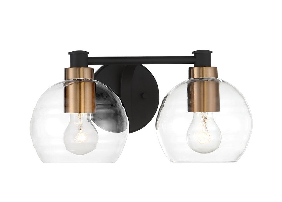 Keyport Two Light Bath in Sand Coal w/Natural Brushed Brass