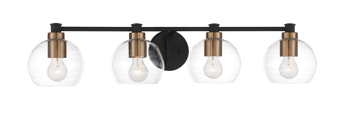Keyport Four Light Bath in Sand Coal w/Natural Brushed Brass