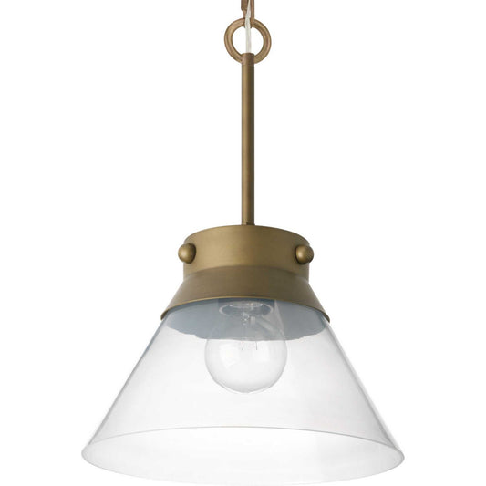 Point Dume-Tapia Tail One Light Semi Flush Mount in Aged Brass