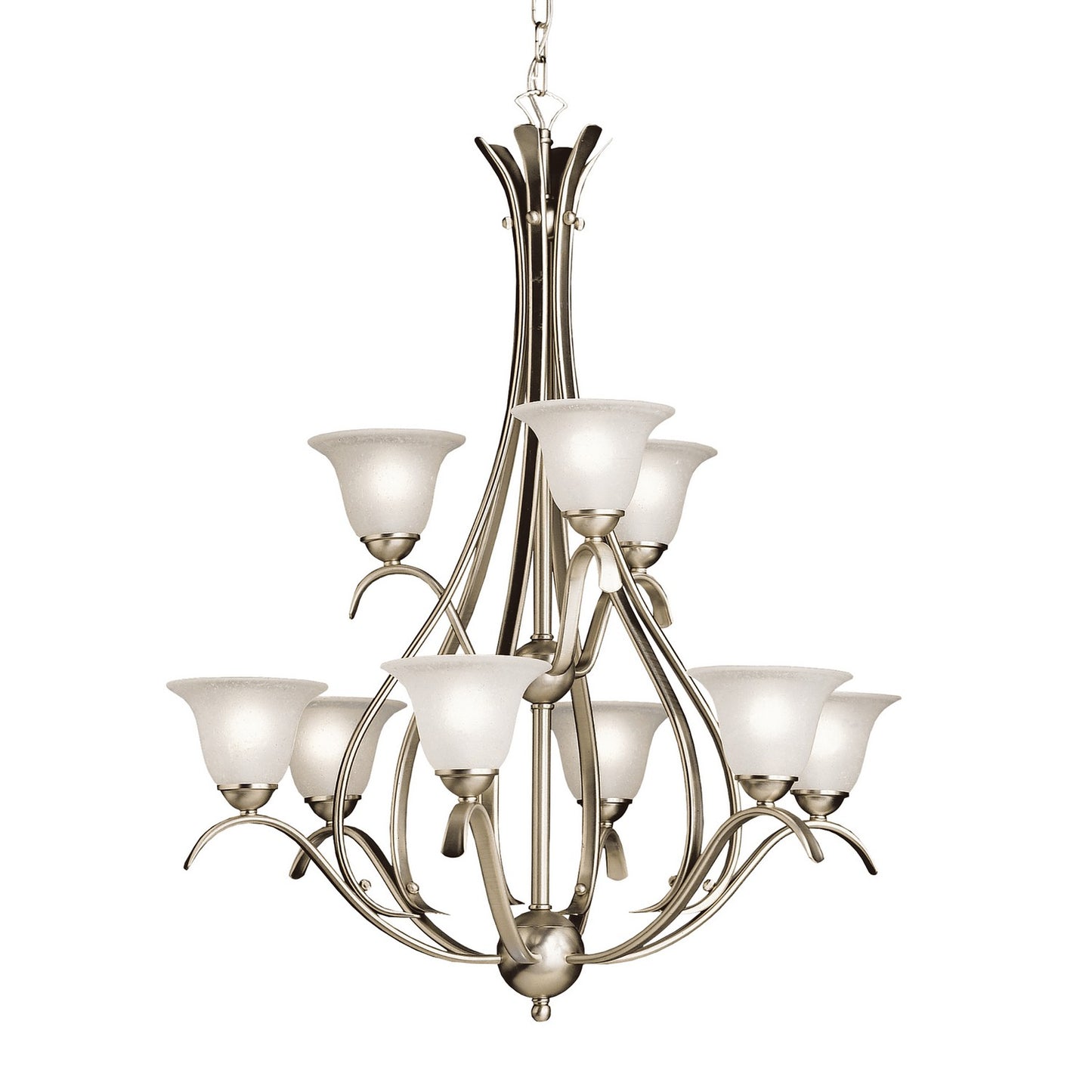 Dover Nine Light Chandelier in Brushed Nickel