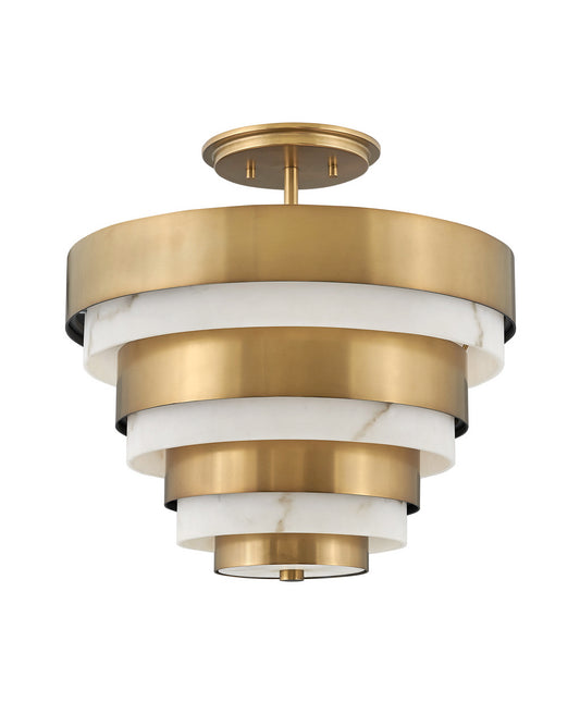 Echelon LED Semi-Flush Mount in Heritage Brass