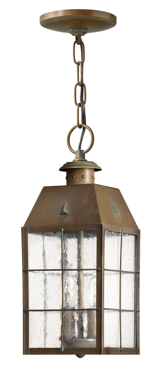 Nantucket LED Hanging Lantern in Aged Brass