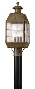Nantucket LED Post Top or Pier Mount Lantern in Aged Brass
